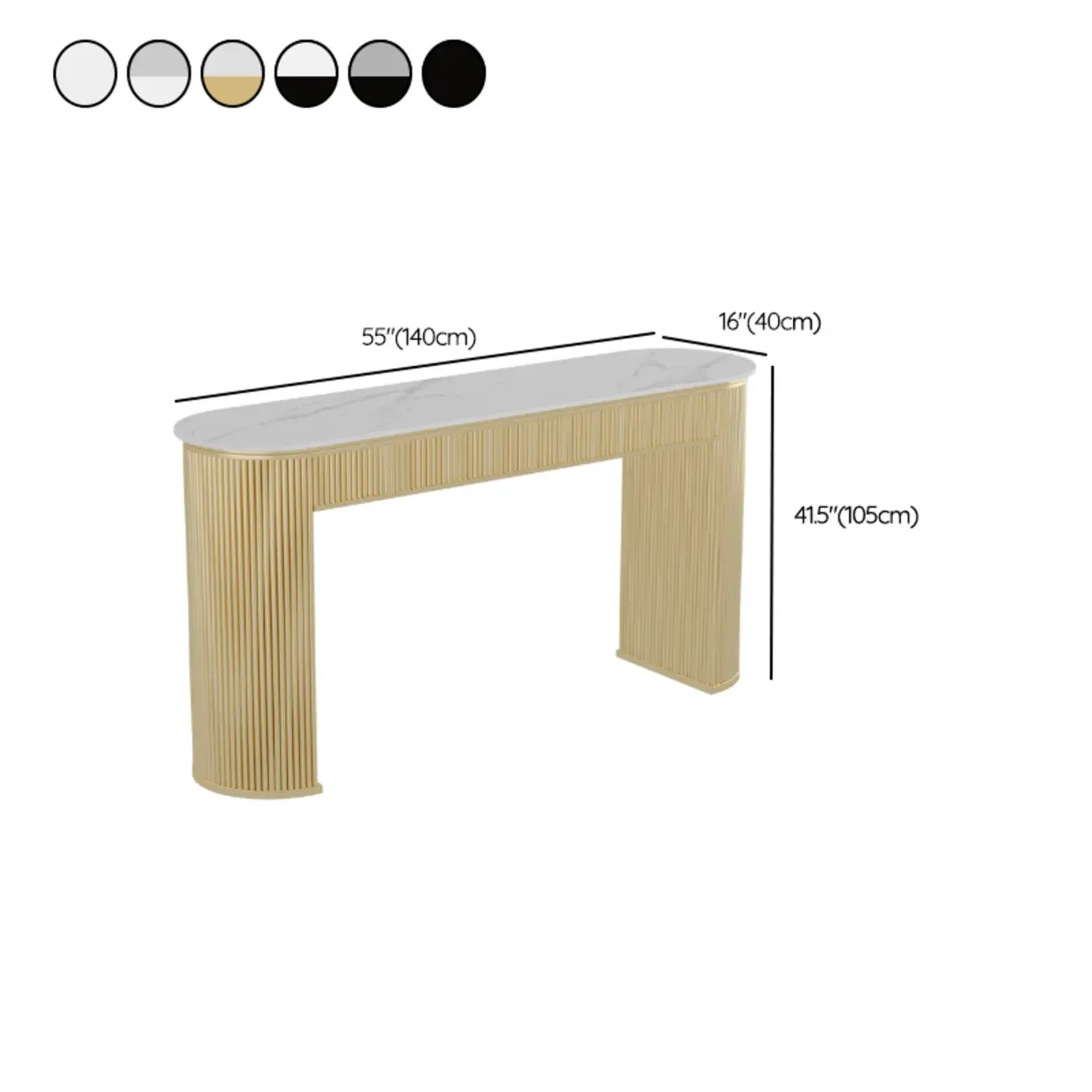 Modern White Stone Oblong Ribbed Iron Dual-Base Bar Tables Image - 14