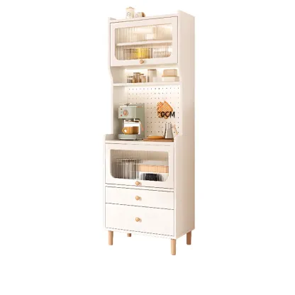 Walnut Wooden Pegboard Organization Sideboard Rattan Doors Image - 17