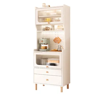 Walnut Wooden Pegboard Organization Sideboard Rattan Doors Image - 18