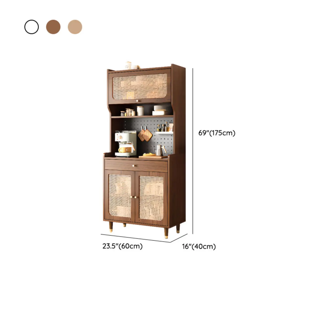 Walnut Wooden Pegboard Organization Sideboard Rattan Doors Image - 24 | homeyfad