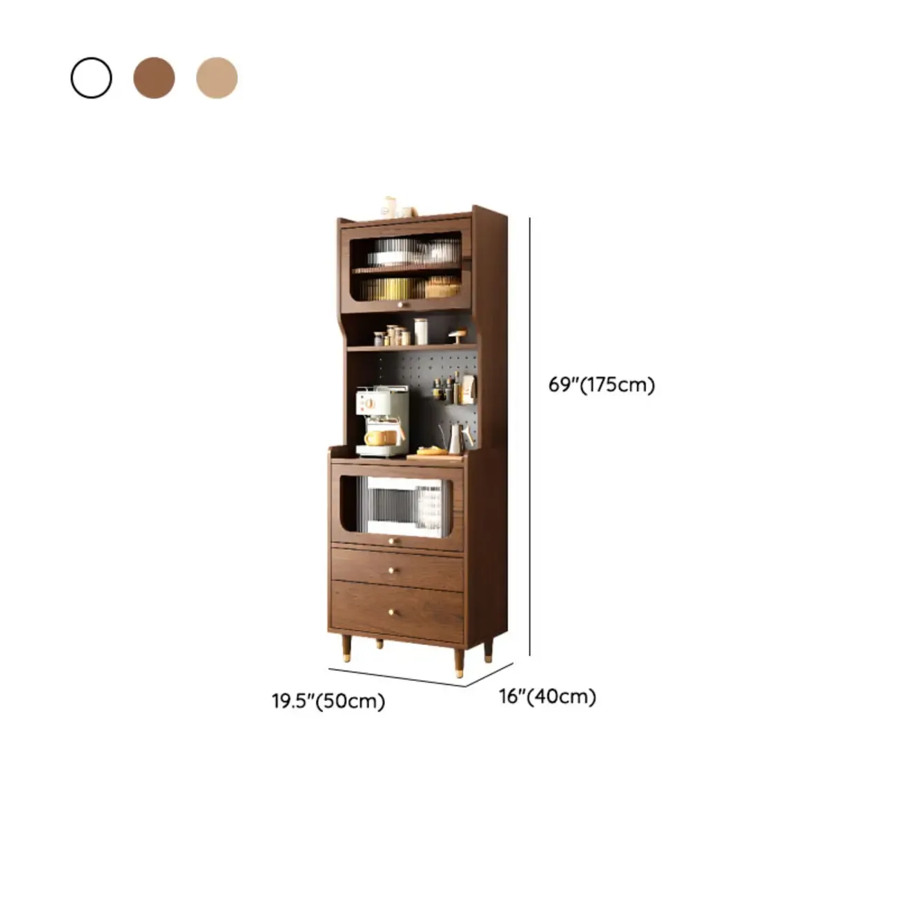 Walnut Wooden Pegboard Organization Sideboard Rattan Doors Image - 27