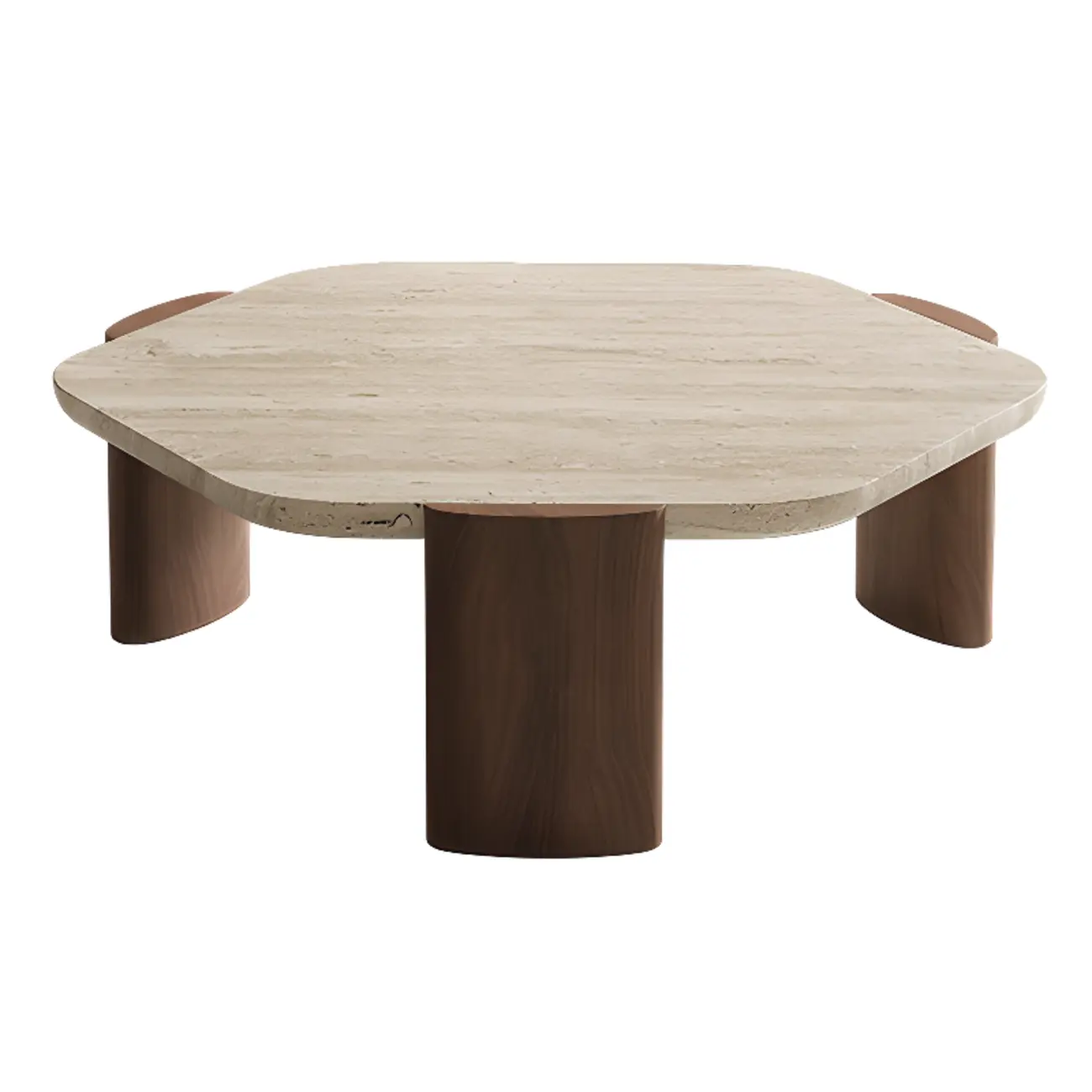 Modern Beige Travertine Top Coffee Table in Hexagon/Round Image - 9 | homeyfad