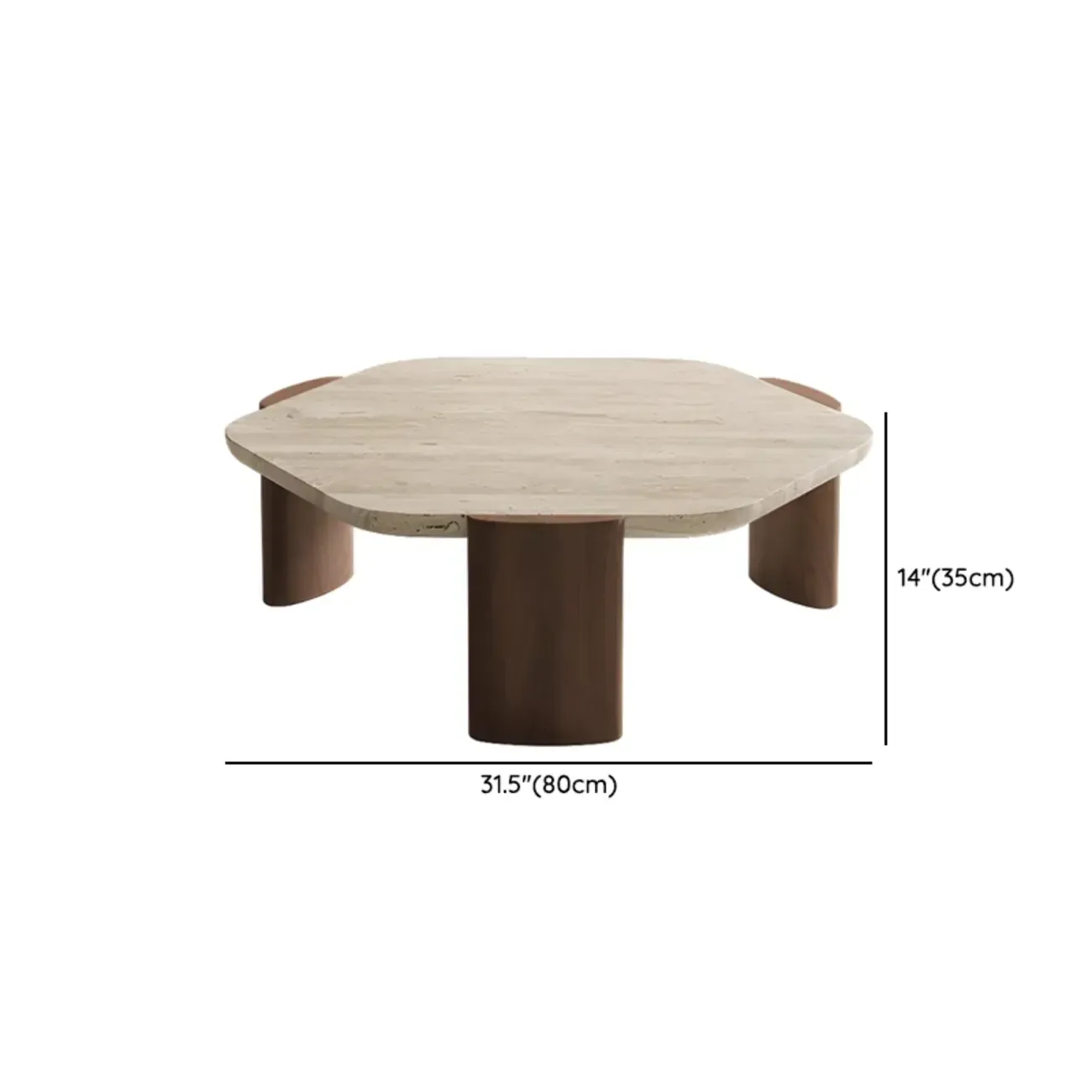 Modern Beige Travertine Top Coffee Table in Hexagon/Round #size