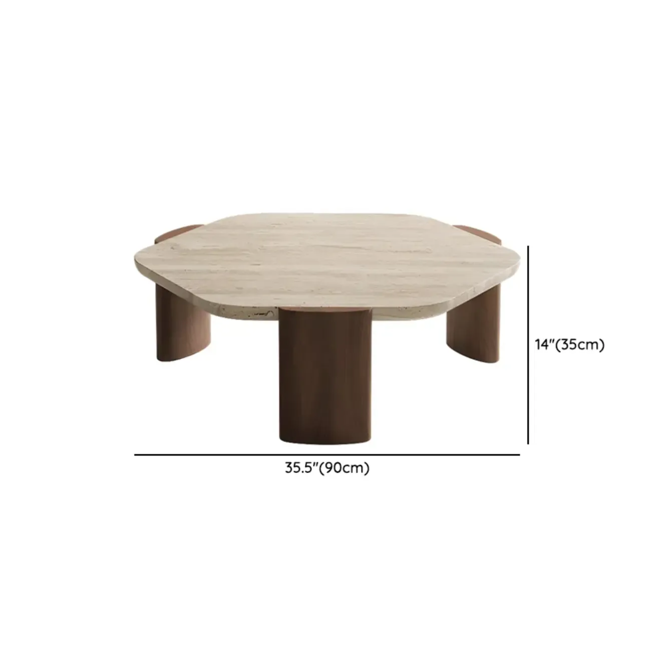 Modern Beige Travertine Top Coffee Table in Hexagon/Round Image - 11