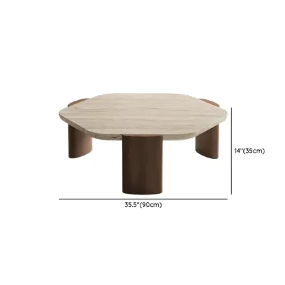 Modern Beige Travertine Top Coffee Table in Hexagon/Round Image - 11