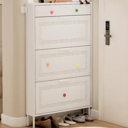 Wall Mounted Modern Flip Down Metal Shoe Storage Cabinet Image - 3