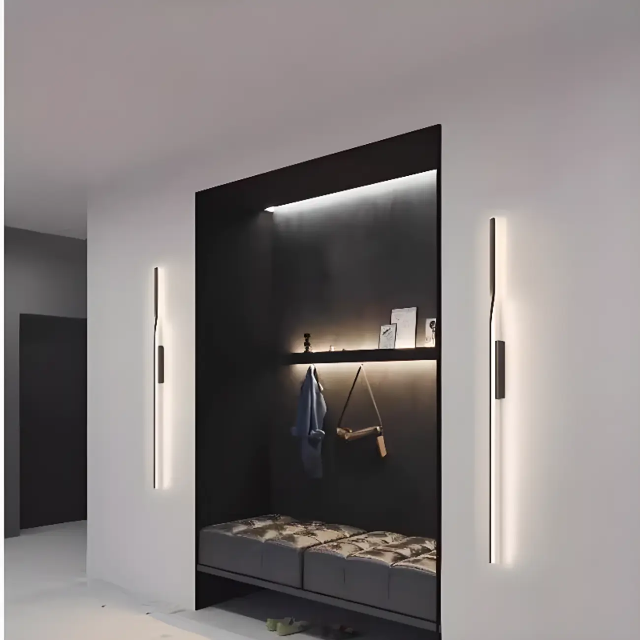 Modern Black Linear Up & Down Wall Sconce with Natural Light | homeyfad