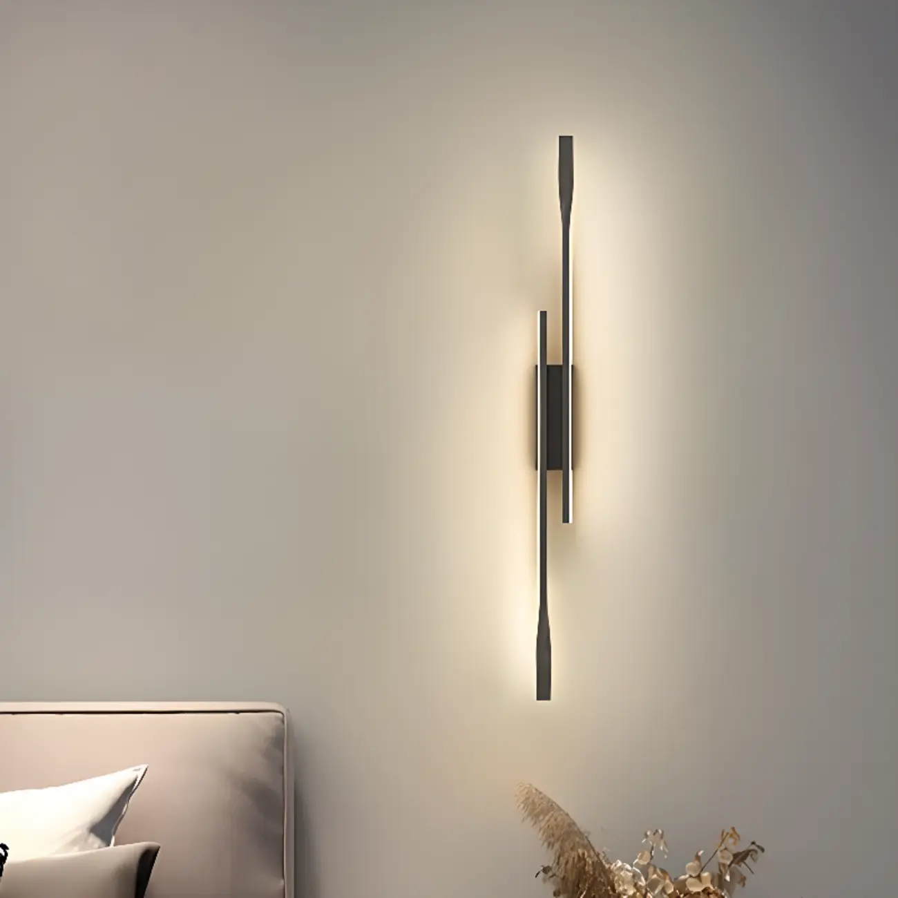 Modern Black Linear Up & Down Wall Sconce with Natural Light | homeyfad