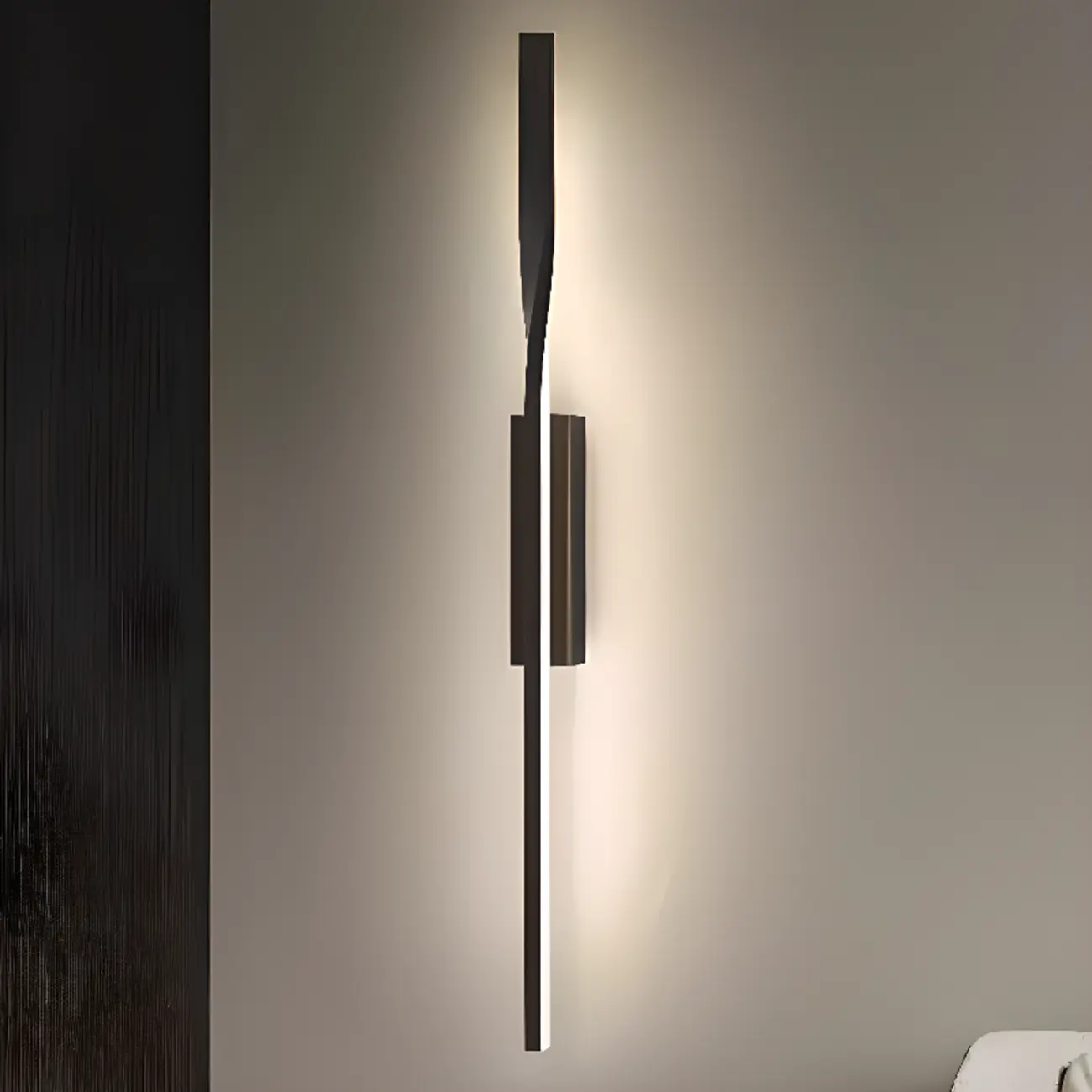 Modern Black Linear Up & Down Wall Sconce with Natural Light | homeyfad