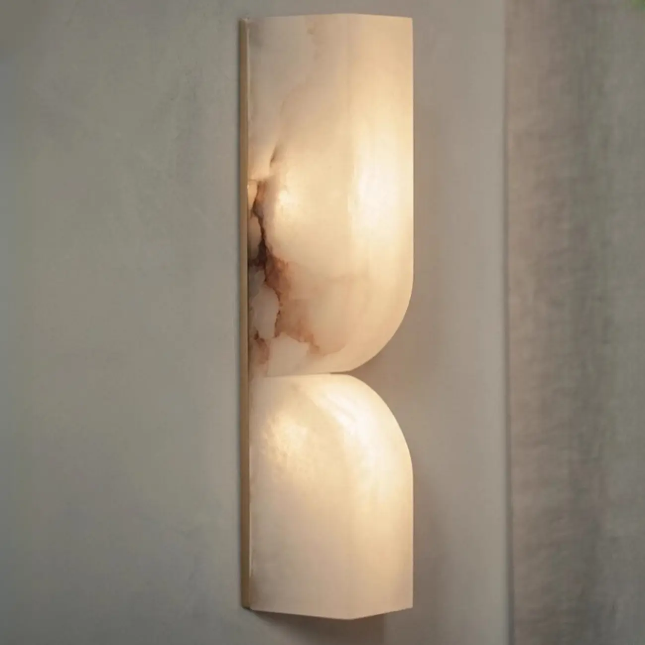 Art Deco 2-Light Curved Solid Alabaster Wall Sconce Image - 1 | homeyfad