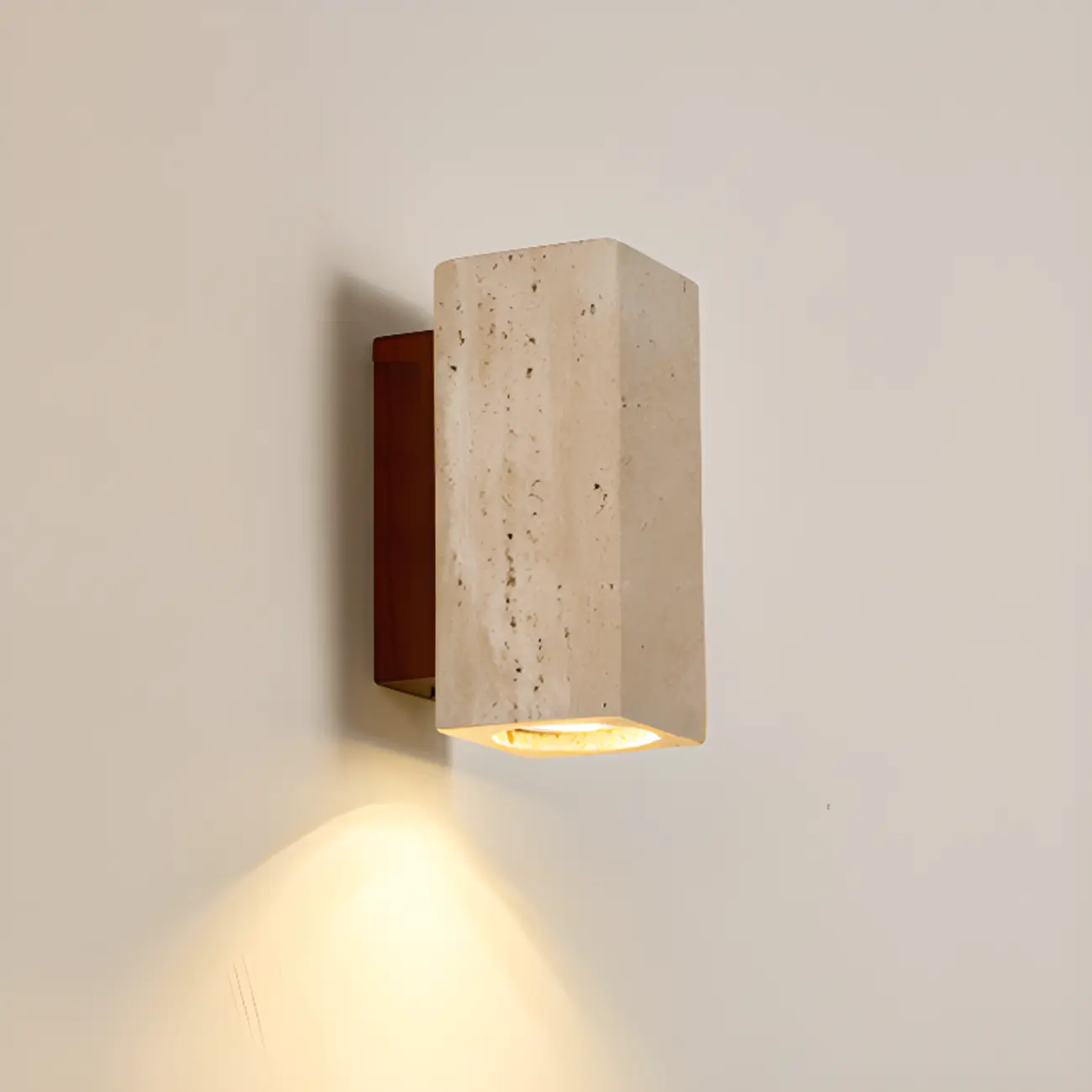 Cylinder Indoor Modern Beige Stone Wall Sconce Light Hardwired Image - 2 | homeyfad