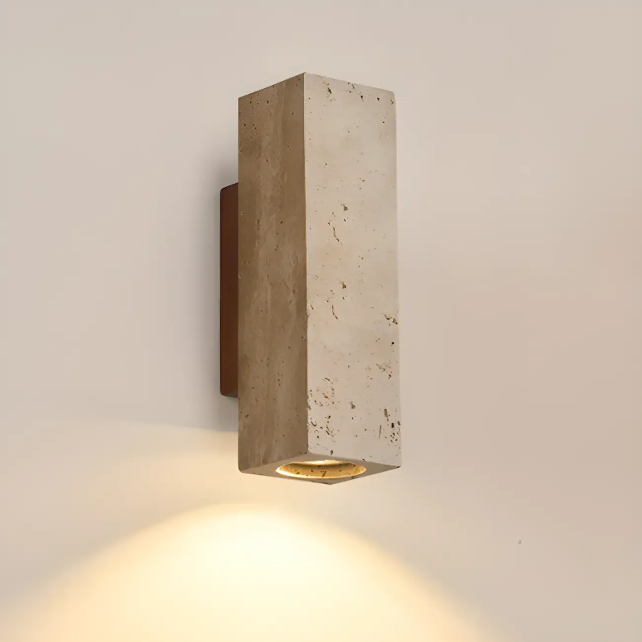Cylinder Indoor Modern Beige Stone Wall Sconce Light Hardwired Image - 3