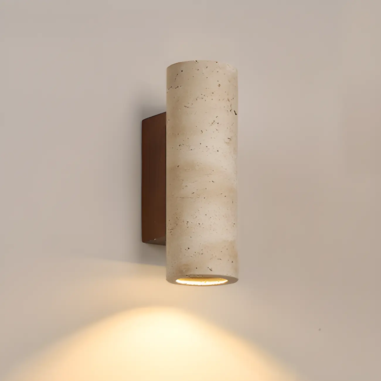 Cylinder Indoor Modern Beige Stone Wall Sconce Light Hardwired Image - 7 | homeyfad