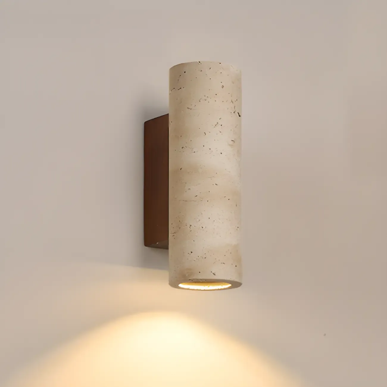 Cylinder Indoor Modern Beige Stone Wall Sconce Light Hardwired Image - 7