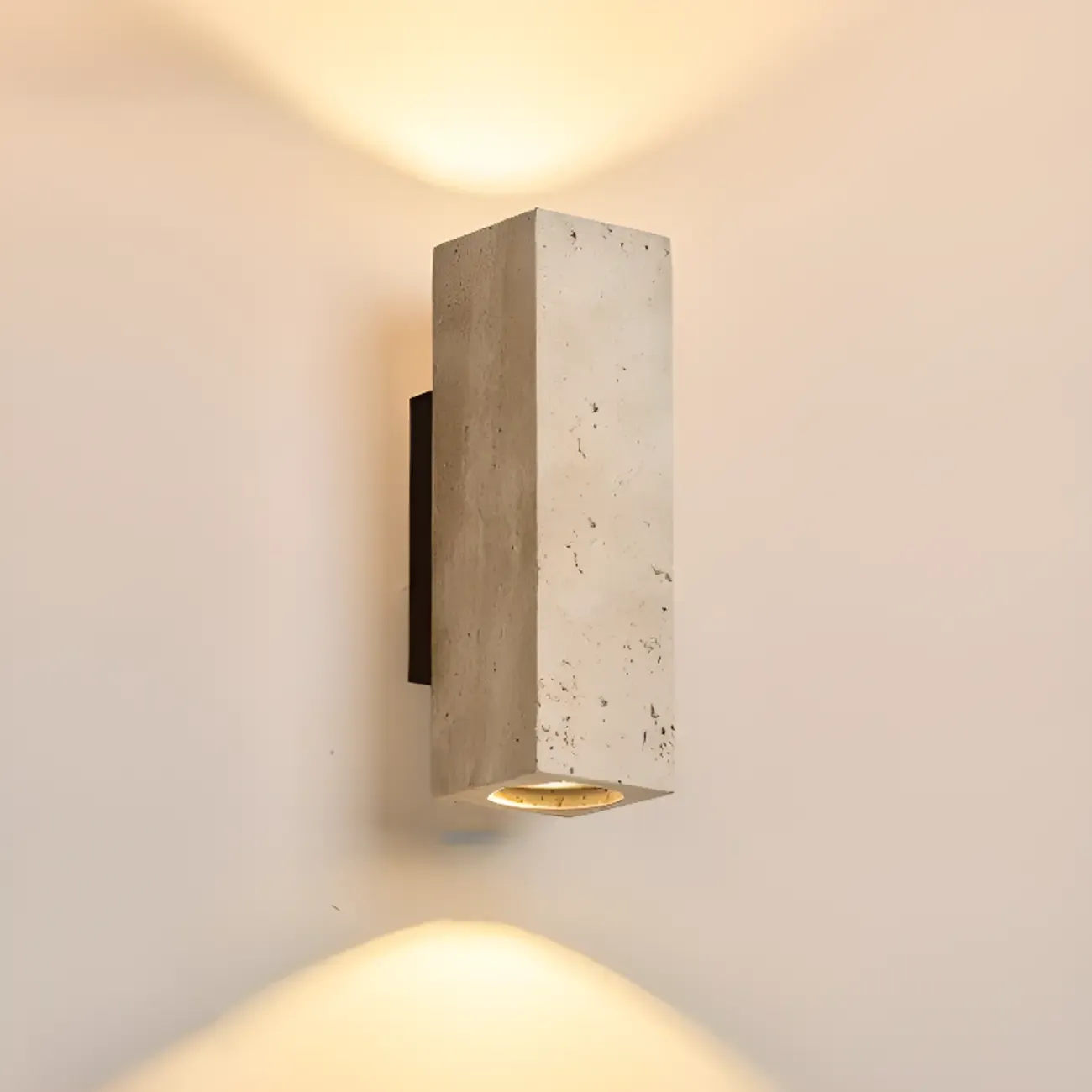 Cylinder Indoor Modern Beige Stone Wall Sconce Light Hardwired Image - 12