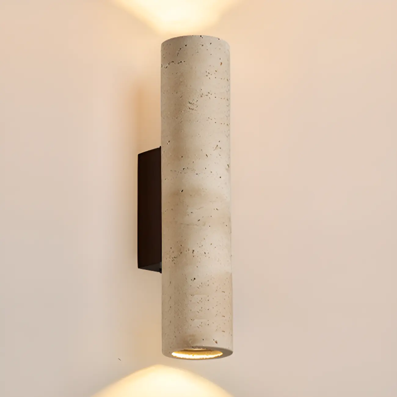 Cylinder Indoor Modern Beige Stone Wall Sconce Light Hardwired Image - 15 | homeyfad