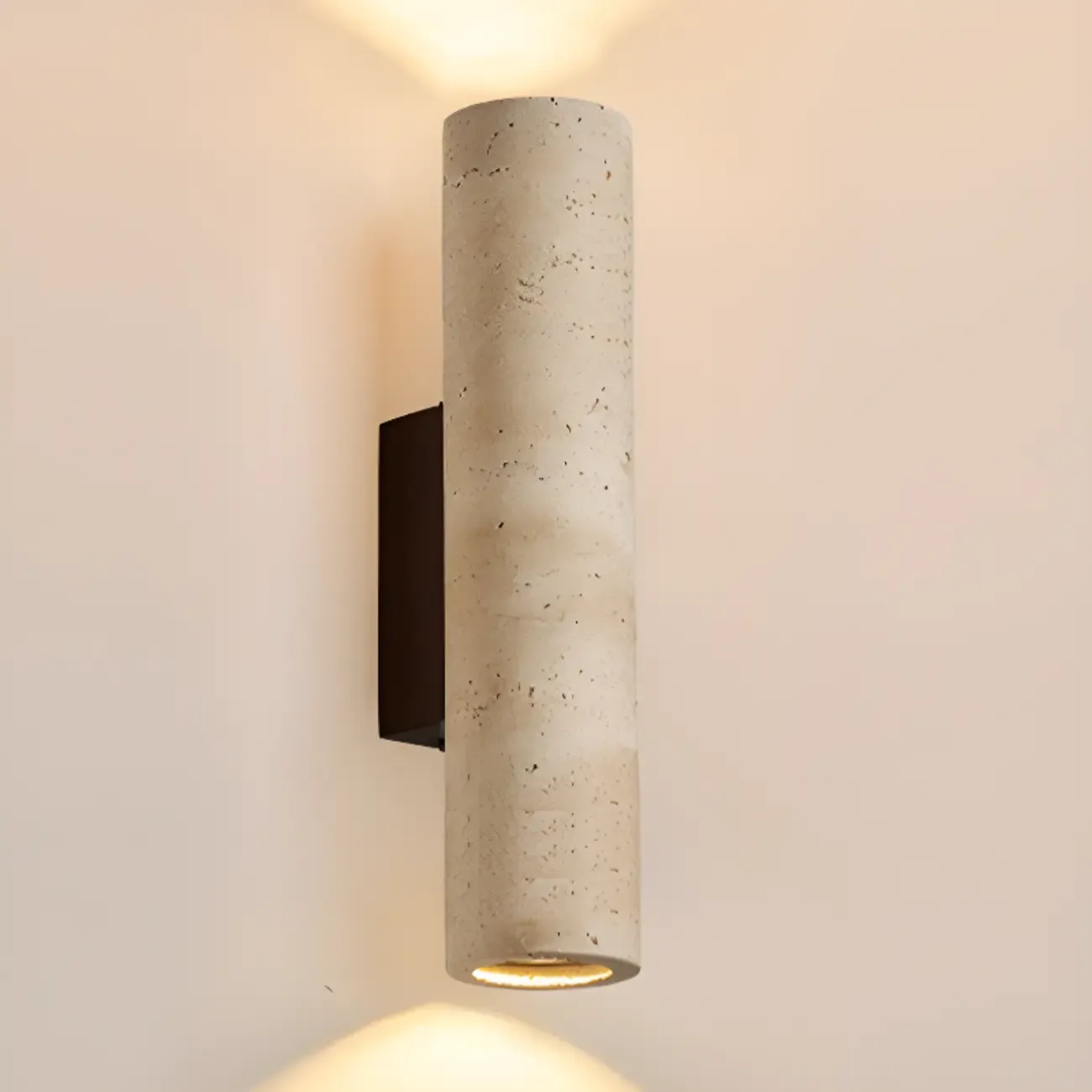 Cylinder Indoor Modern Beige Stone Wall Sconce Light Hardwired Image - 15