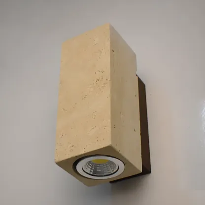 Cylinder Indoor Modern Beige Stone Wall Sconce Light Hardwired Image - 17