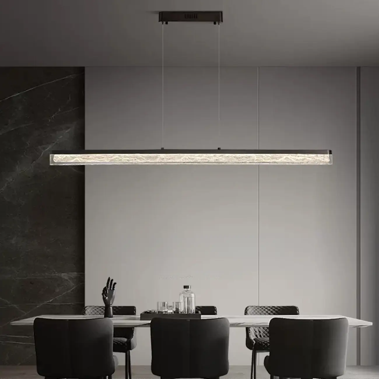 Modern Black Resin Rectangle Pendant for Kitchen Island | homeyfad