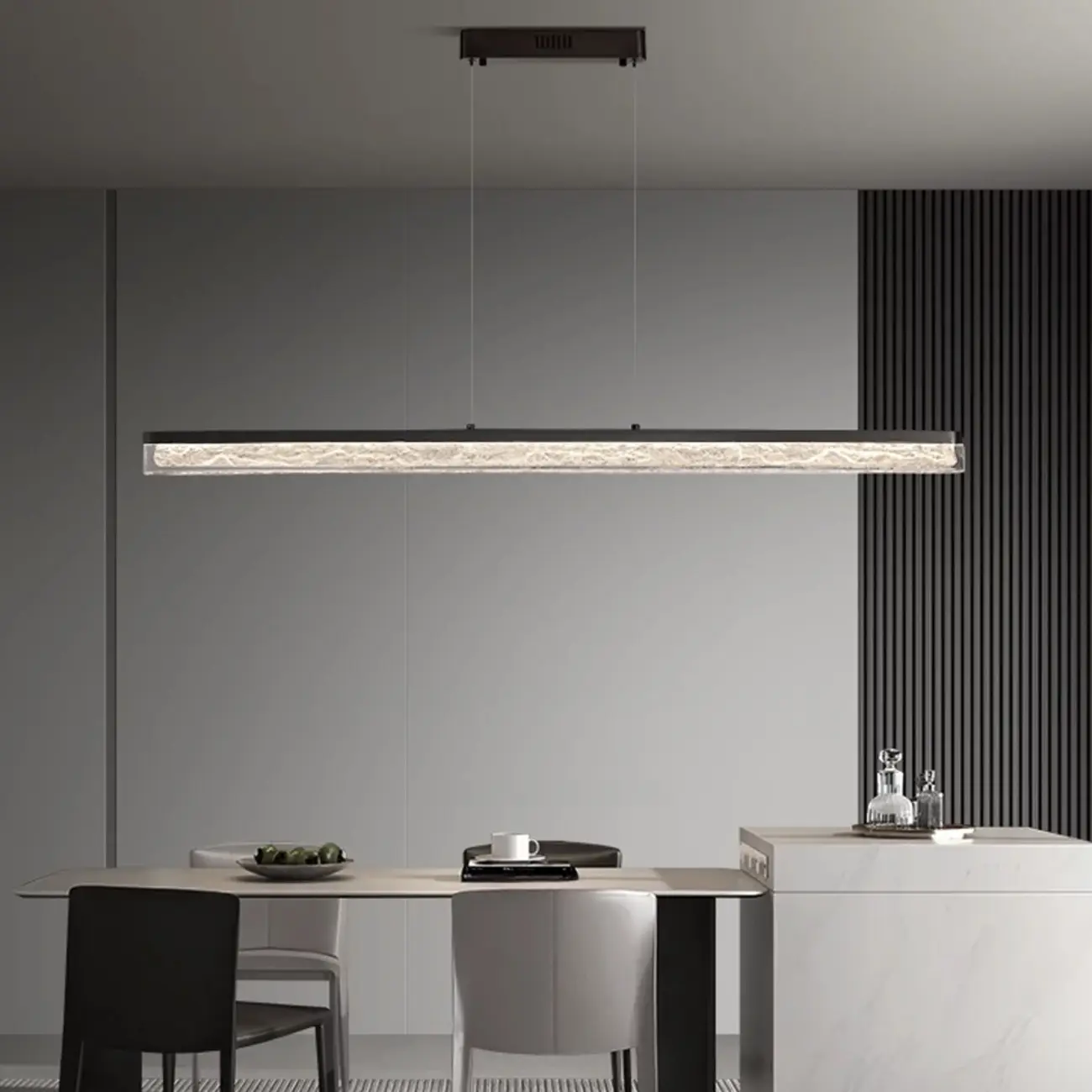 Modern Black Resin Rectangle Pendant for Kitchen Island | homeyfad