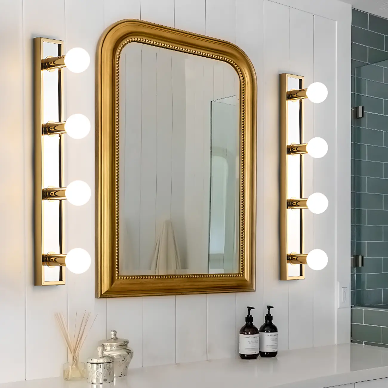 Gold Modern Steel Multi-Bulb Bathroom Light Fixture | homeyfad