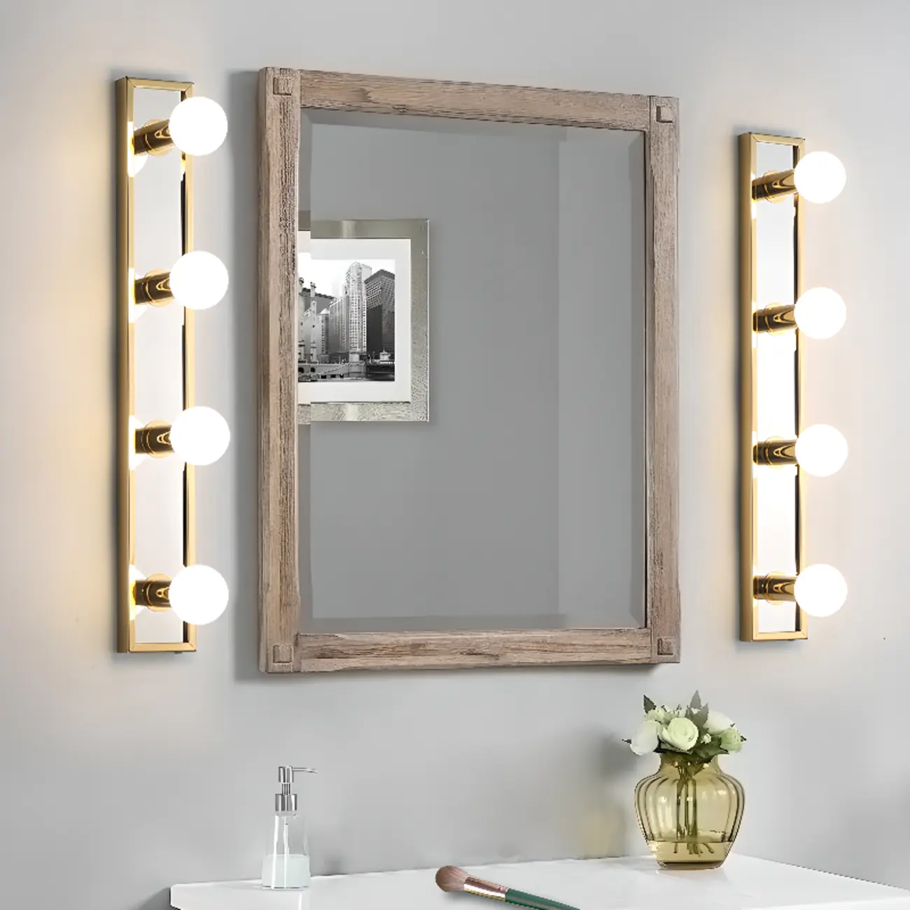 Gold Modern Steel Multi-Bulb Bathroom Light Fixture | homeyfad