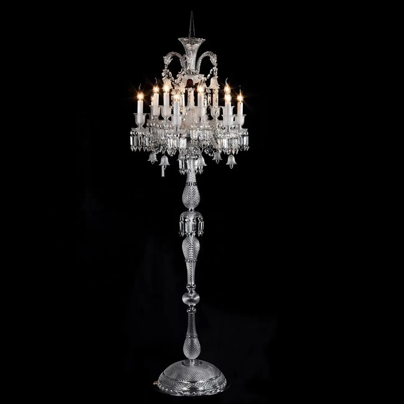 Traditional Luxurious Crystal Candelabra Floor Lamp Image - 1