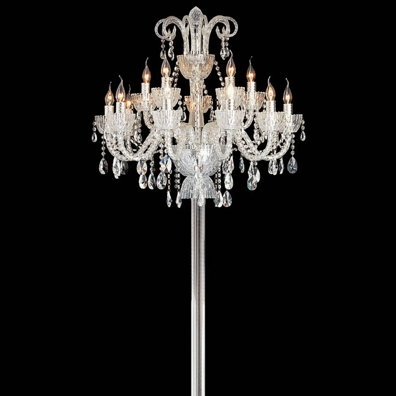 Traditional Luxurious Crystal Candelabra Floor Lamp Image - 9 | homeyfad
