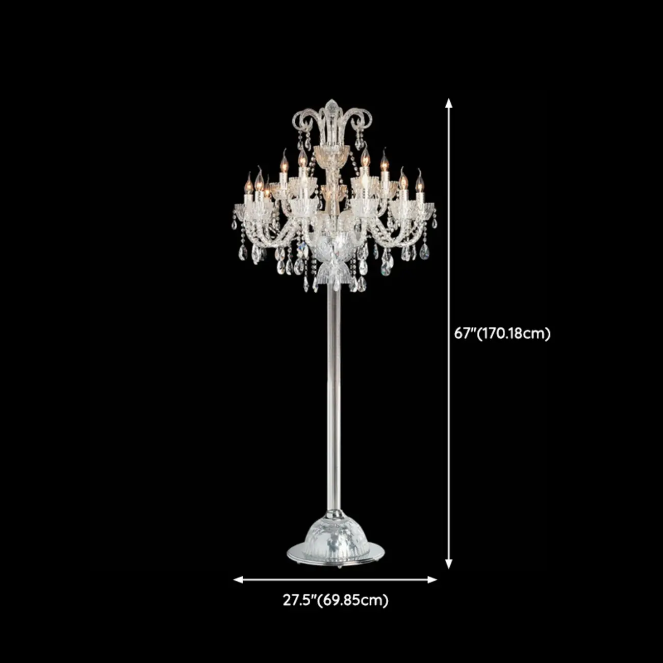 Traditional Luxurious Crystal Candelabra Floor Lamp #size | homeyfad