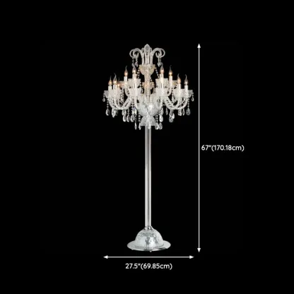 Traditional Luxurious Crystal Candelabra Floor Lamp #size