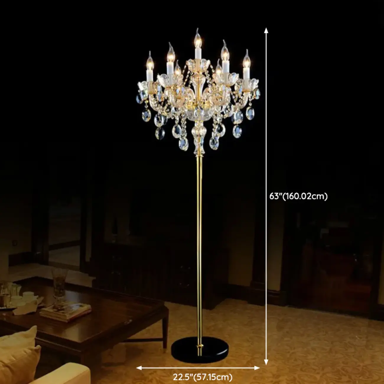 Traditional Luxurious Crystal Candelabra Floor Lamp Image - 11 | homeyfad