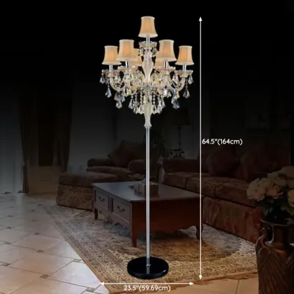 Traditional Luxurious Crystal Candelabra Floor Lamp Image - 12