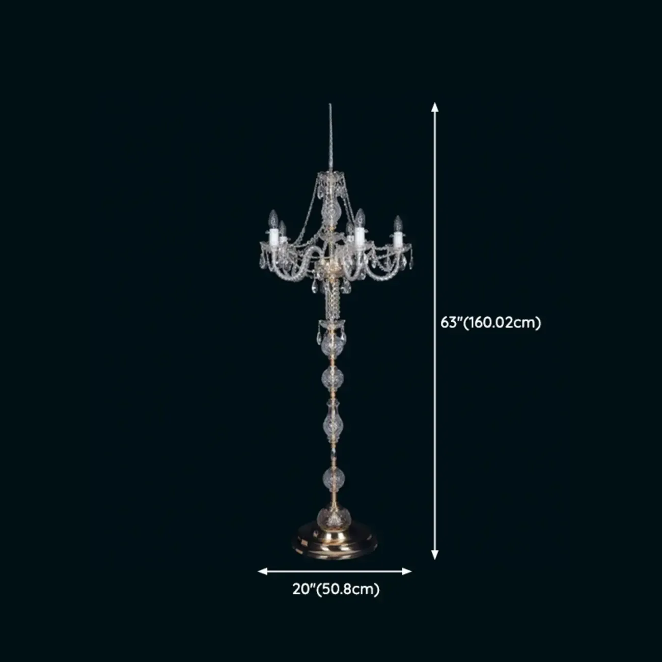 Traditional Luxurious Crystal Candelabra Floor Lamp Image - 13