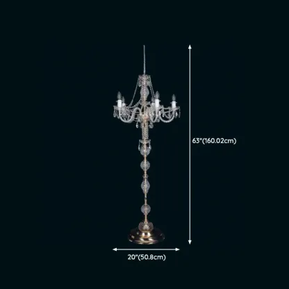 Traditional Luxurious Crystal Candelabra Floor Lamp Image - 13