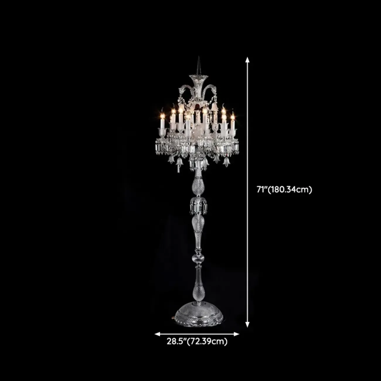 Traditional Luxurious Crystal Candelabra Floor Lamp Image - 14