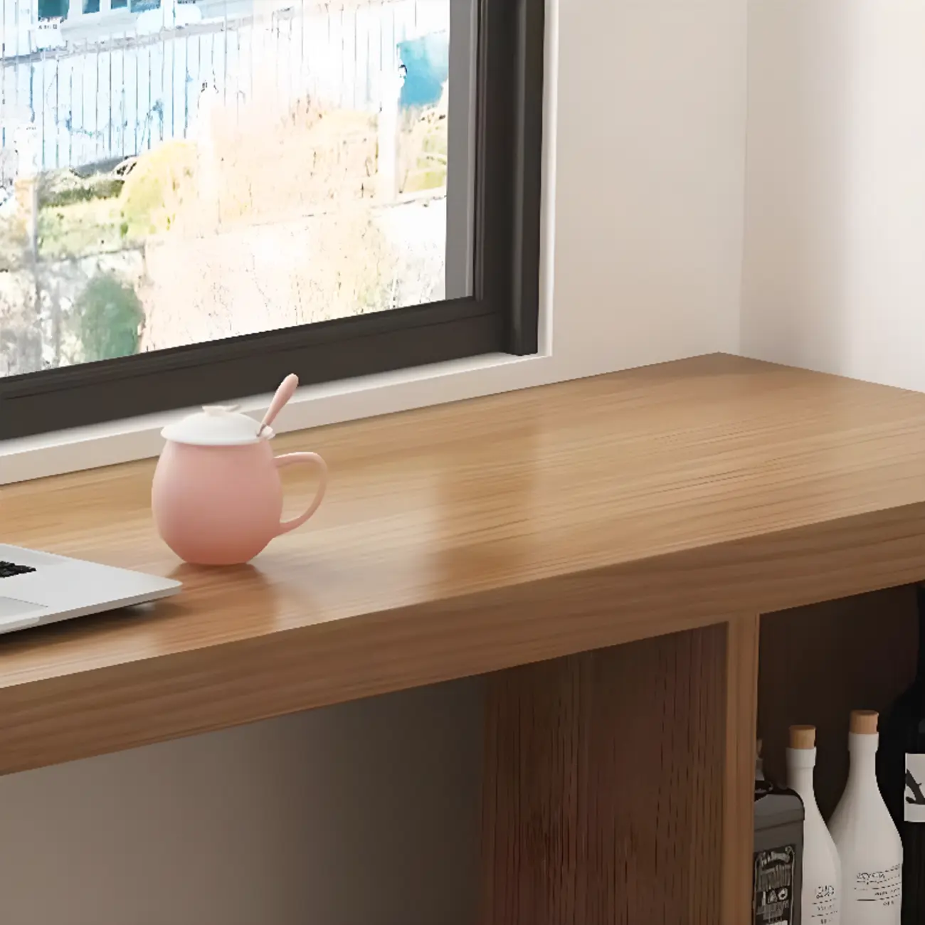 Simplistic Natural Wood 3 Cube Storage Home Bar Table Image - 5 | homeyfad