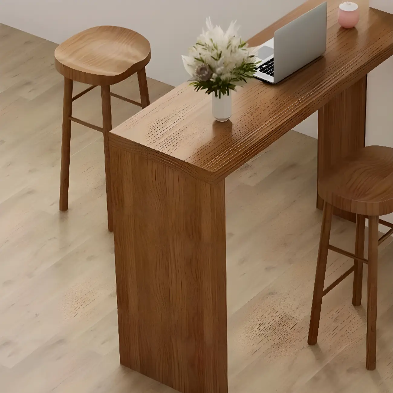 Simplistic Natural Wood 3 Cube Storage Home Bar Table Image - 6 | homeyfad