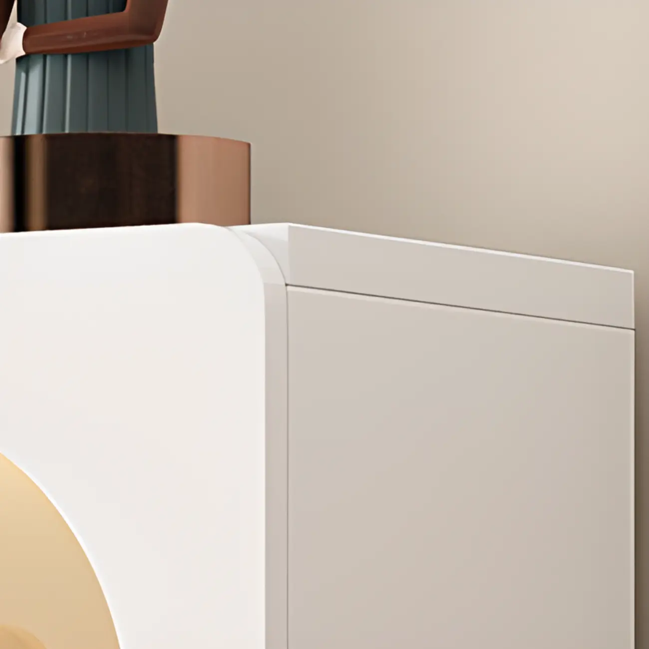 Modern White Wooden Vertical Rectangle Storage Display Cabinet Image - 4 | homeyfad