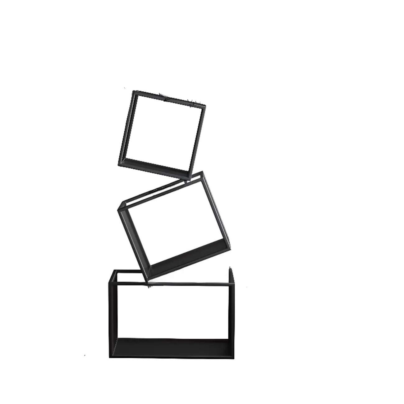 Art Deco Geometric Tall Black Metal Etagere Open Bookcase Image - 5 | homeyfad