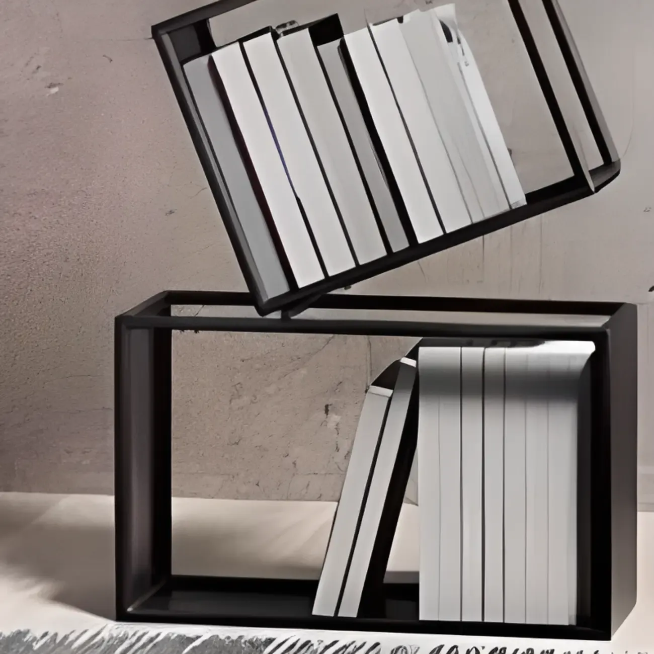 Art Deco Geometric Tall Black Metal Etagere Open Bookcase Image - 12