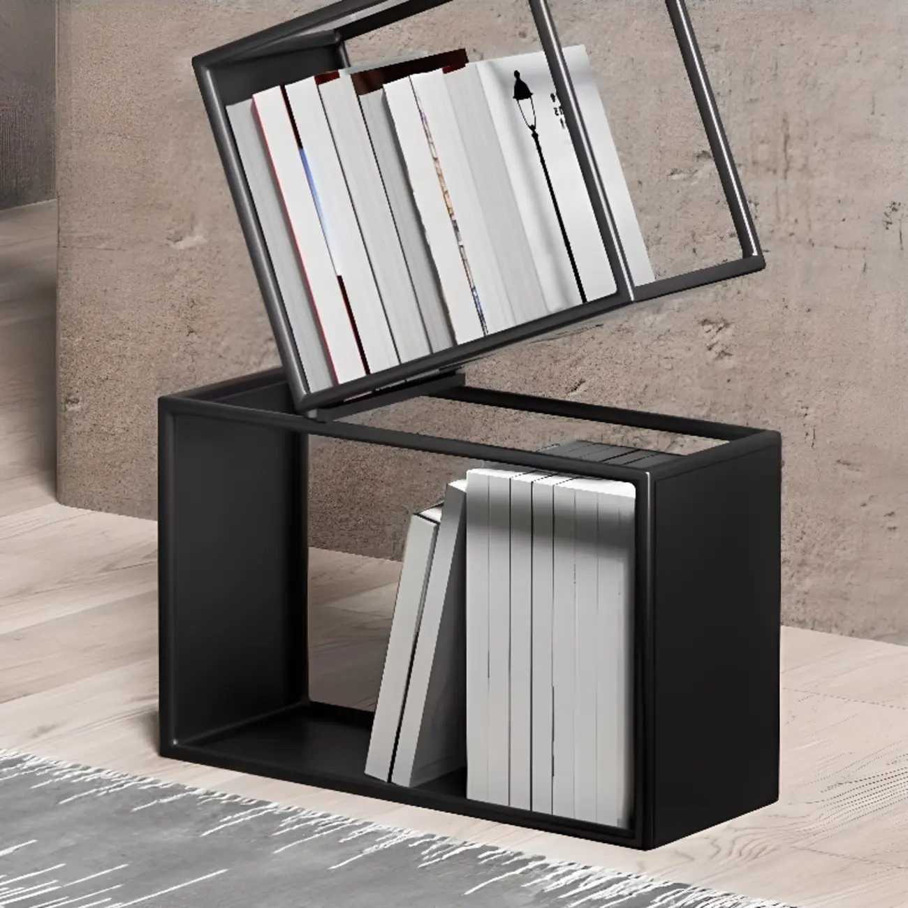 Art Deco Geometric Tall Black Metal Etagere Open Bookcase Image - 14 | homeyfad