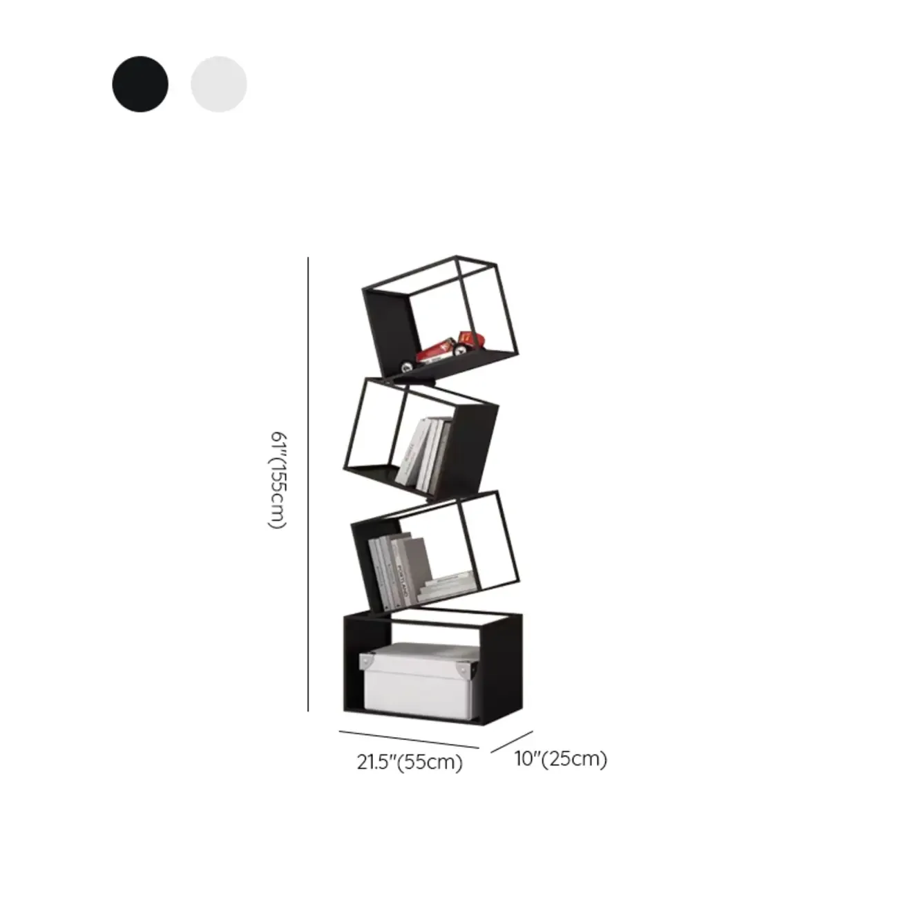 Art Deco Geometric Tall Black Metal Etagere Open Bookcase Image - 17