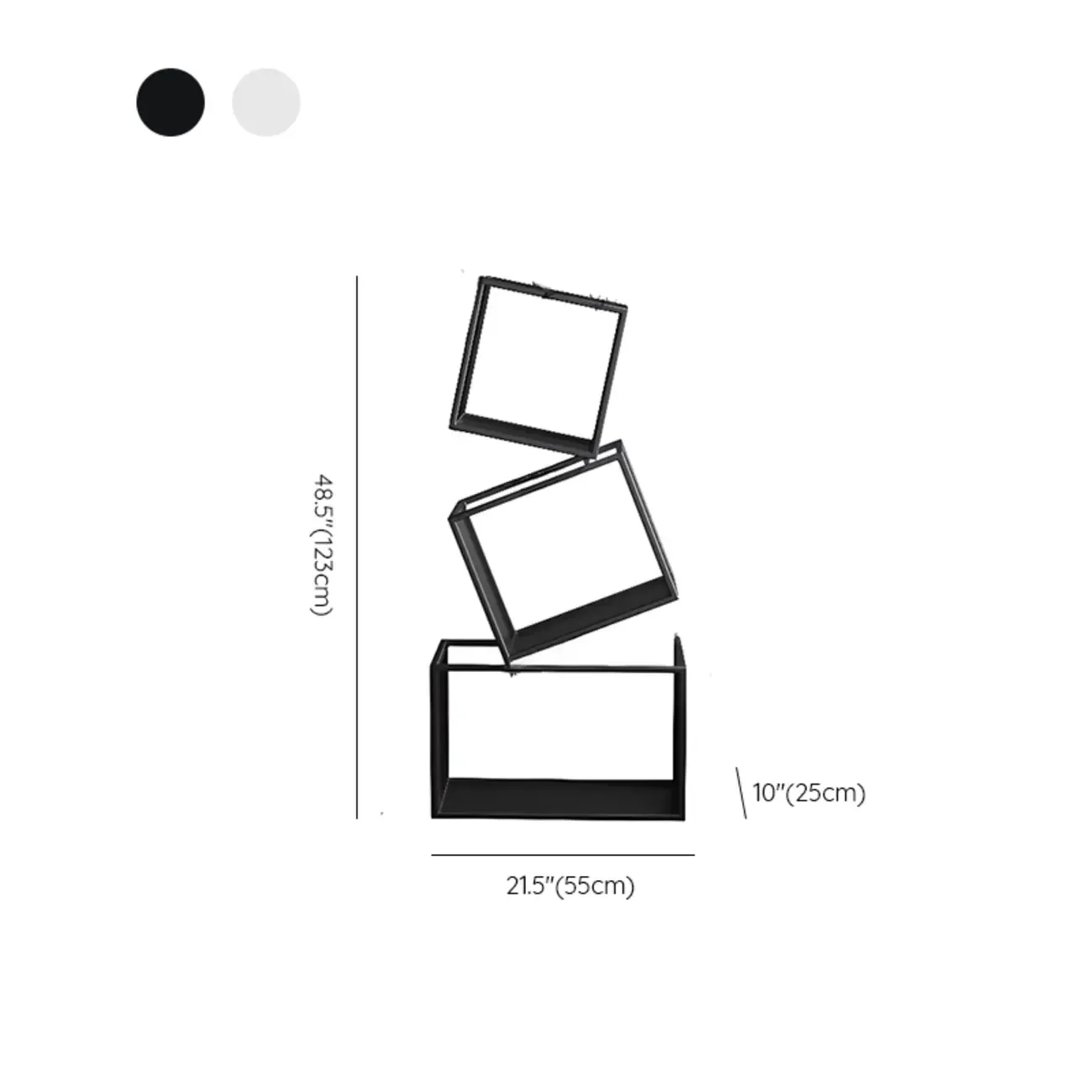 Art Deco Geometric Tall Black Metal Etagere Open Bookcase Image - 18