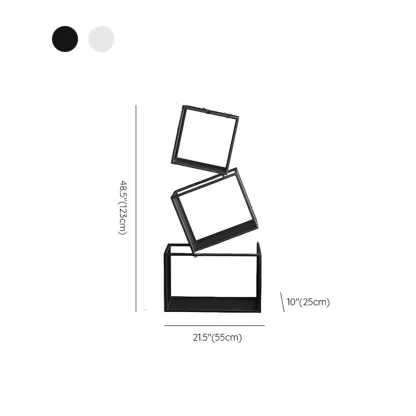 Art Deco Geometric Tall Black Metal Etagere Open Bookcase Image - 18