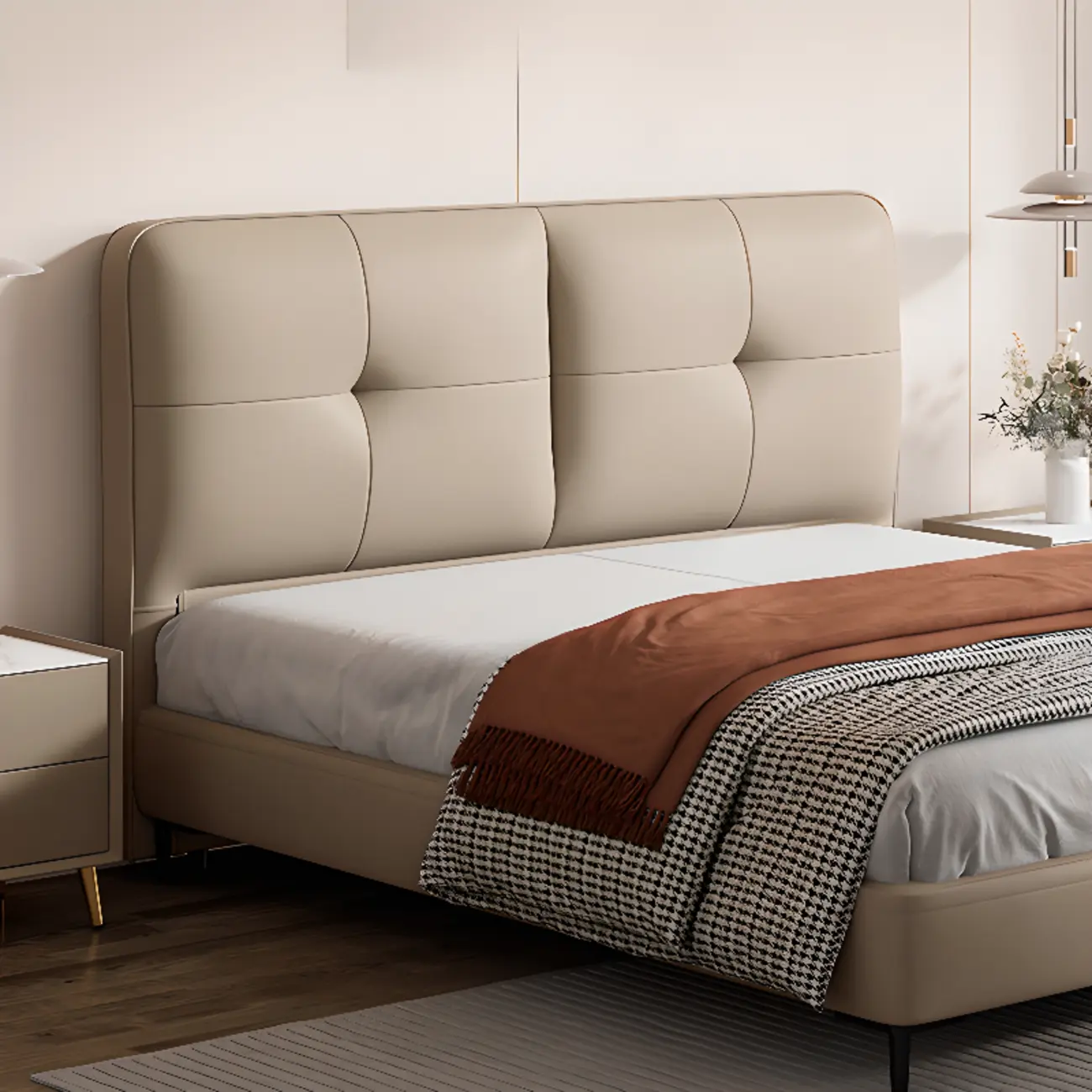 Freestanding Pine Tufted Upholstered Headboard for Double Bed Image - 1 | homeyfad