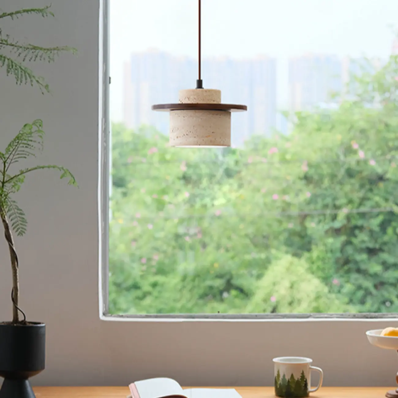 Modern Stone Geometric Pendant Light Fixture Image - 3 | homeyfad