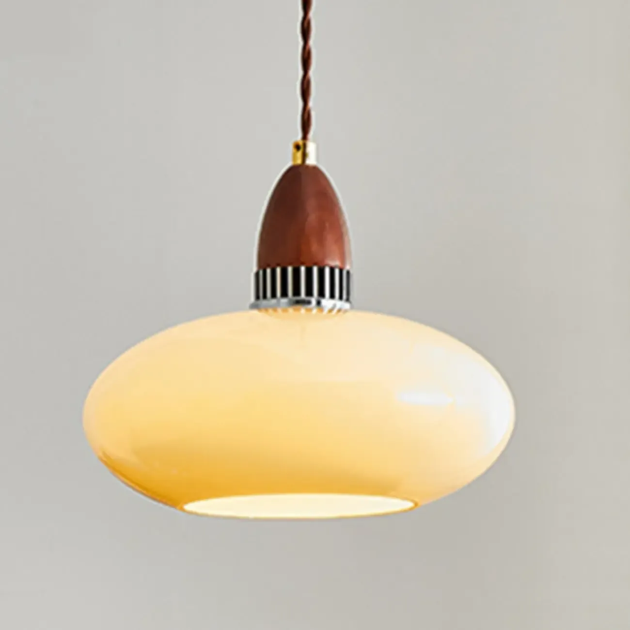 Modern Round Wood Glass Pendant Light Fixture for Indoor  Image - 6