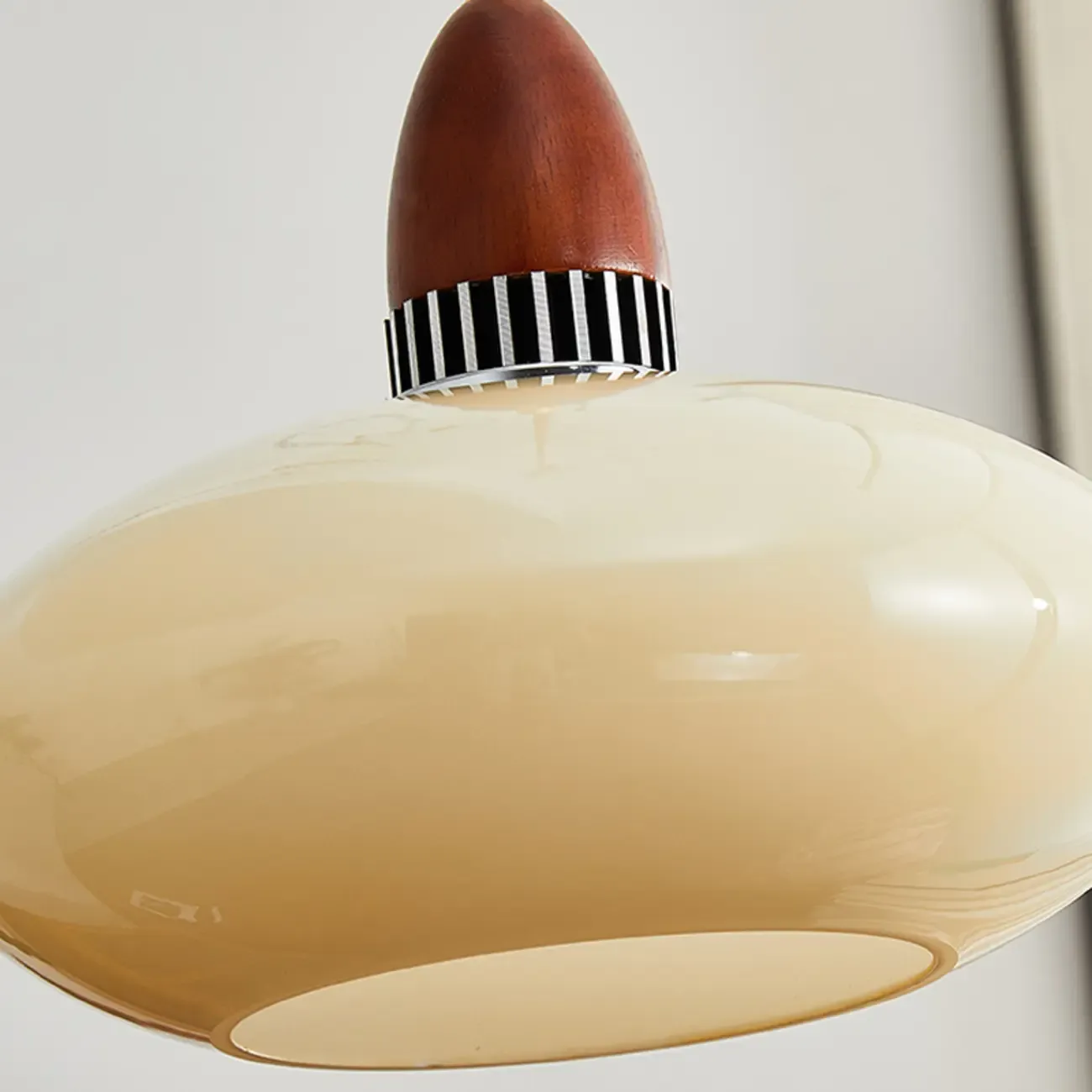 Modern Round Wood Glass Pendant Light Fixture for Indoor  Image - 10