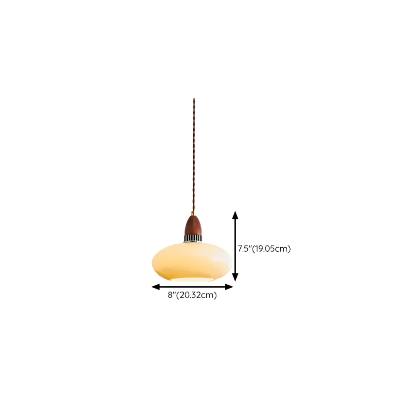 Modern Round Wood Glass Pendant Light Fixture for Indoor  #size