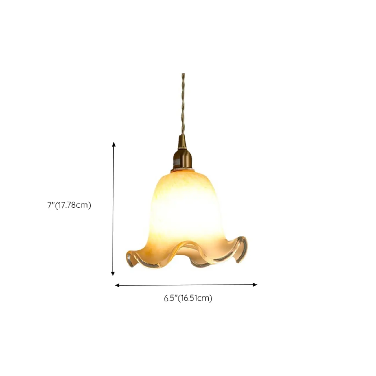 Modern Glass Pendant Light Gold Fixture in Flower Shaped #size